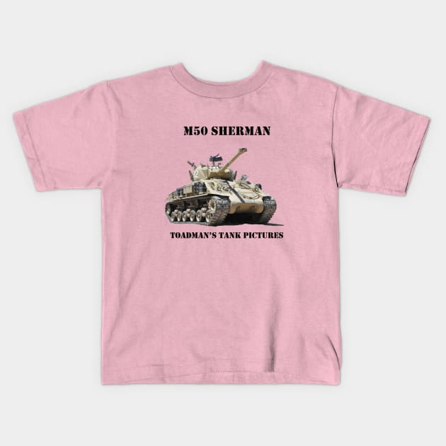 M50 Sherman blk_txt Kids T-Shirt by Toadman's Tank Pictures Shop